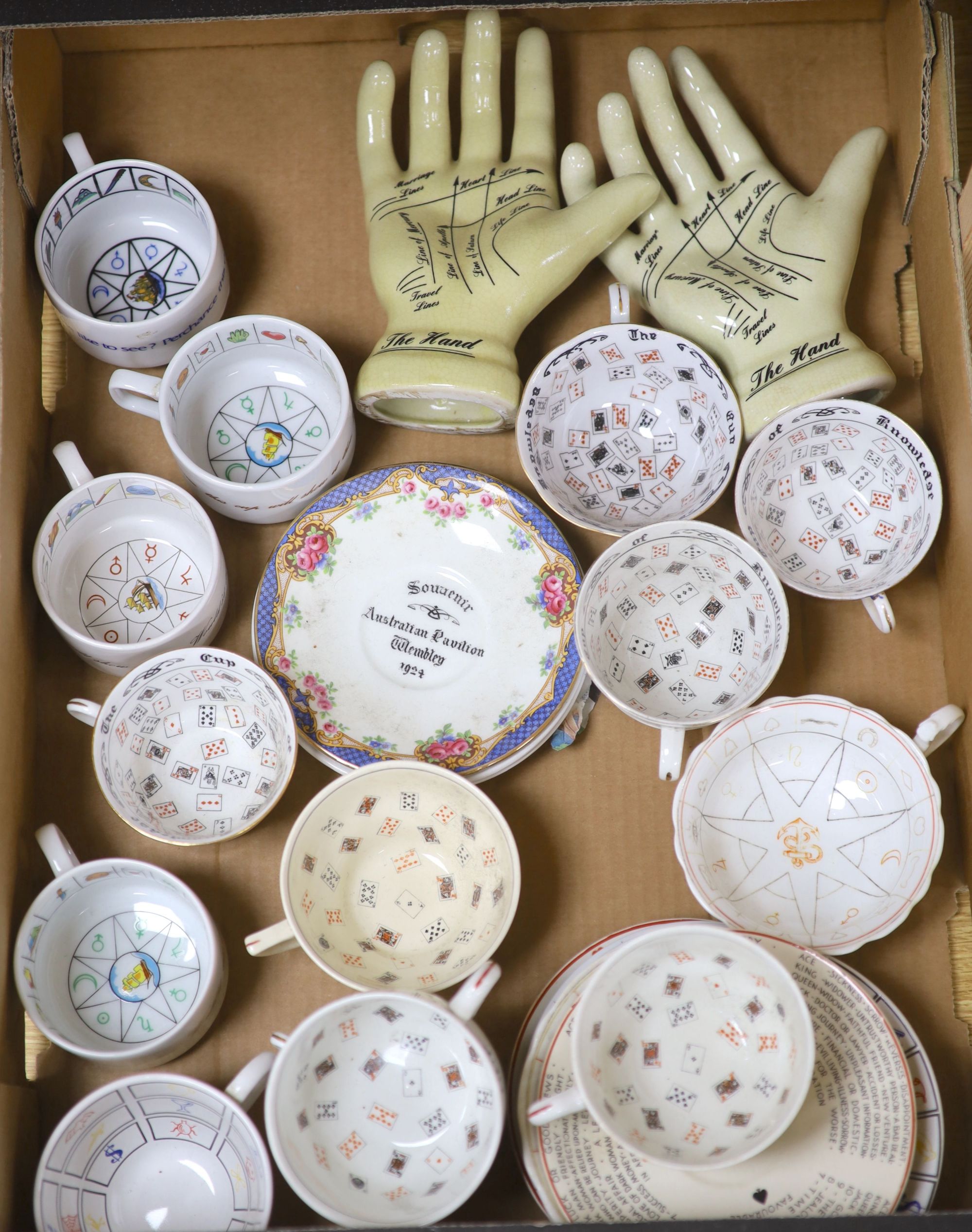 Fortune Telling Gypsy cups and saucers and other items